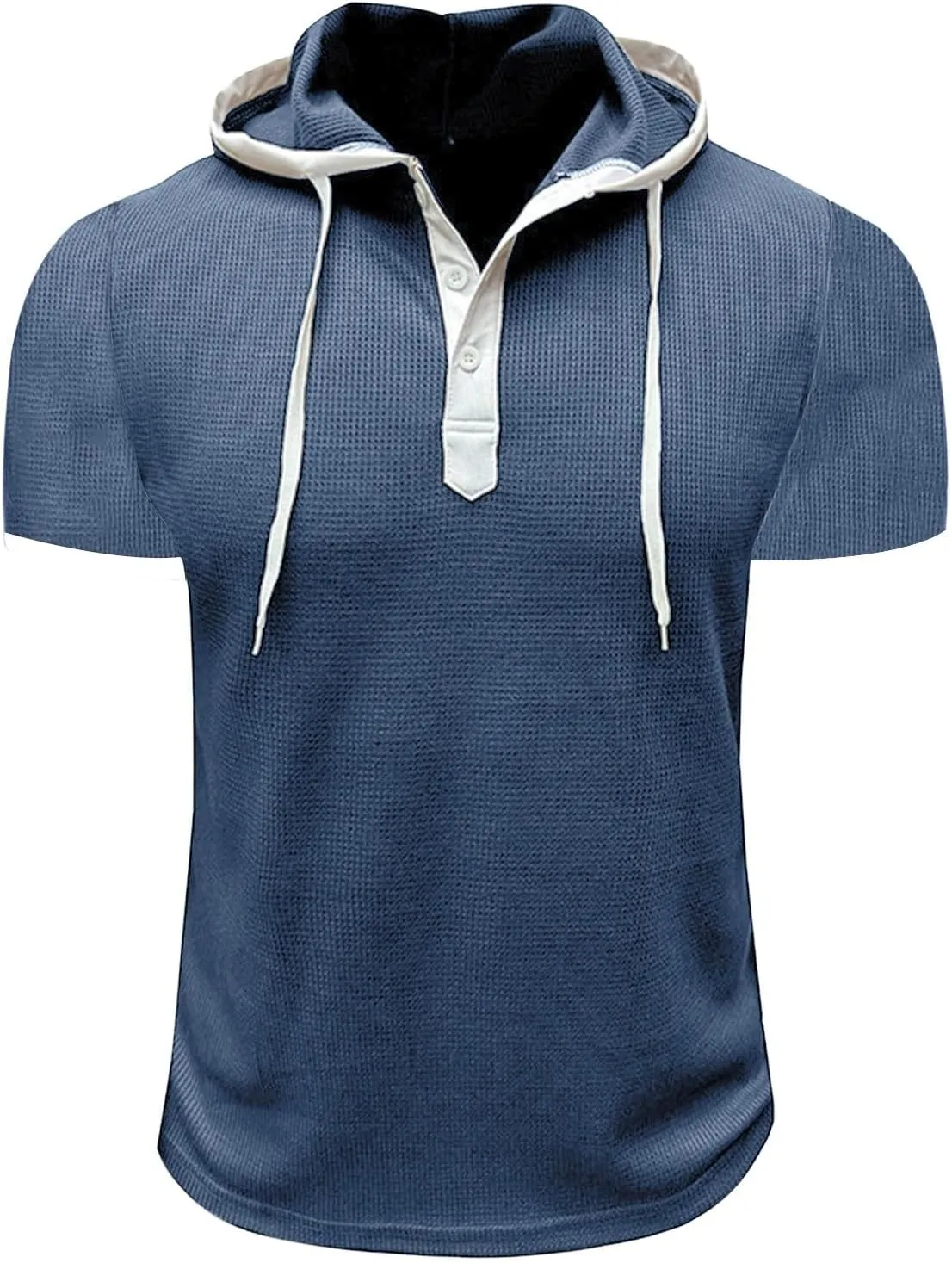 Men Waffle Hooded Tank Tops Bodybuilding Gym Sleeveless Workout Shirts Trendy Athletic Lounge Training Running Shirt