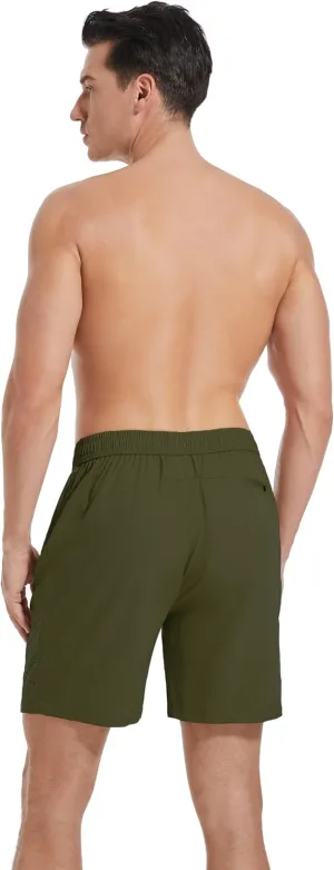 Men's Athletic Running Shorts Quick Dry Workout Shorts with Zip Pockets Lightweight Sports Gym Hiking Shorts