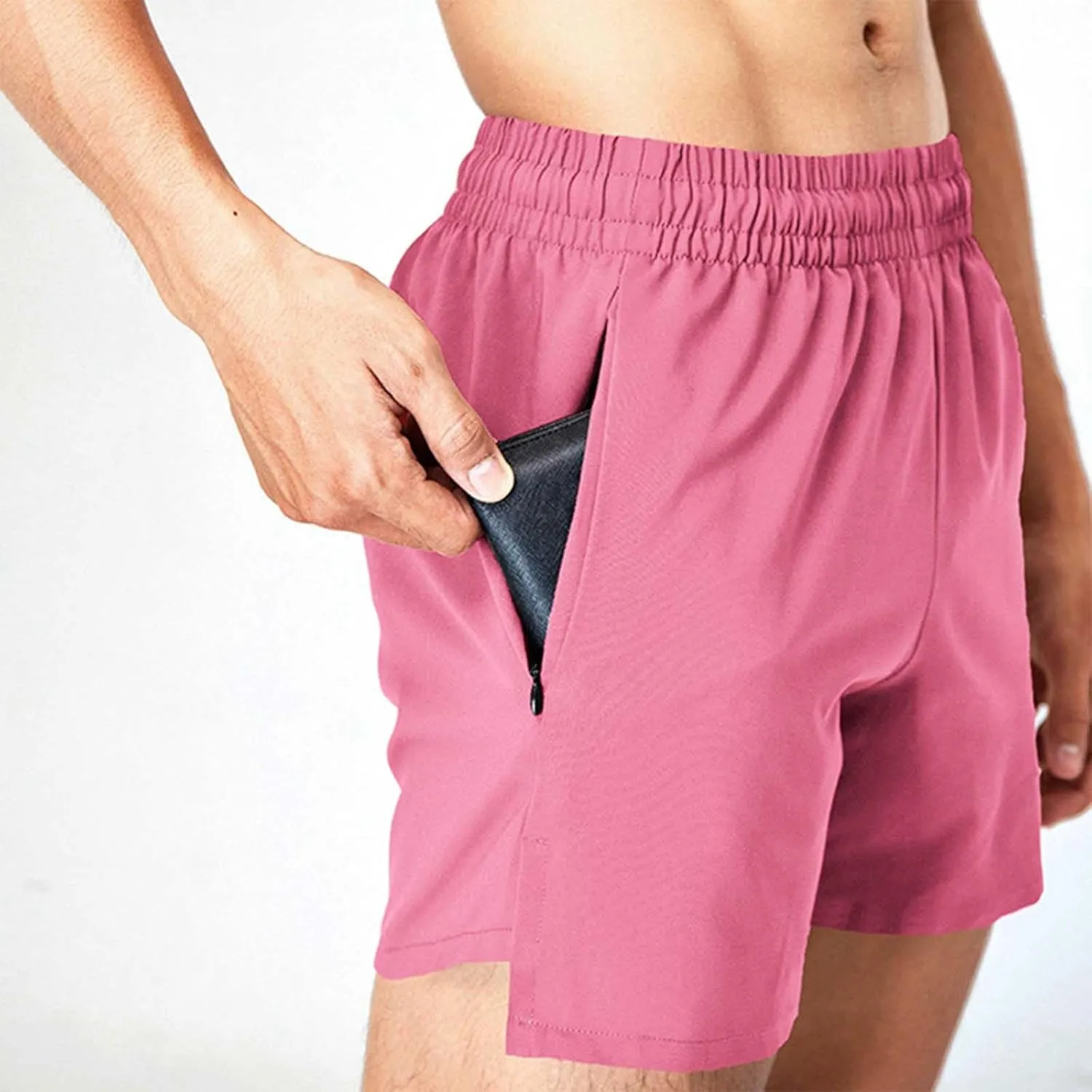 Men's Athletic Running Shorts Quick Dry Workout Shorts with Zipper Pocket Men Summer Lightweight Training Gym Shorts
