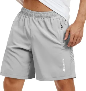 Mens Athletic Shorts 7 Inch Quick Dry Running Sports Shorts Lightweight Workout Gym Shorts Elastic Waist Shorts with Pockets