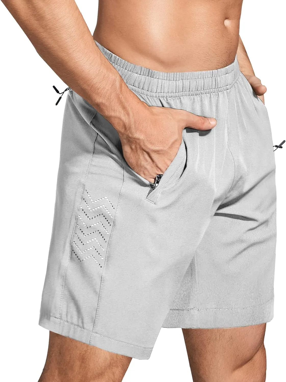 Mens Athletic Shorts 7 Inch Quick Dry Running Sports Shorts Lightweight Workout Gym Shorts Elastic Waist Shorts with Pockets