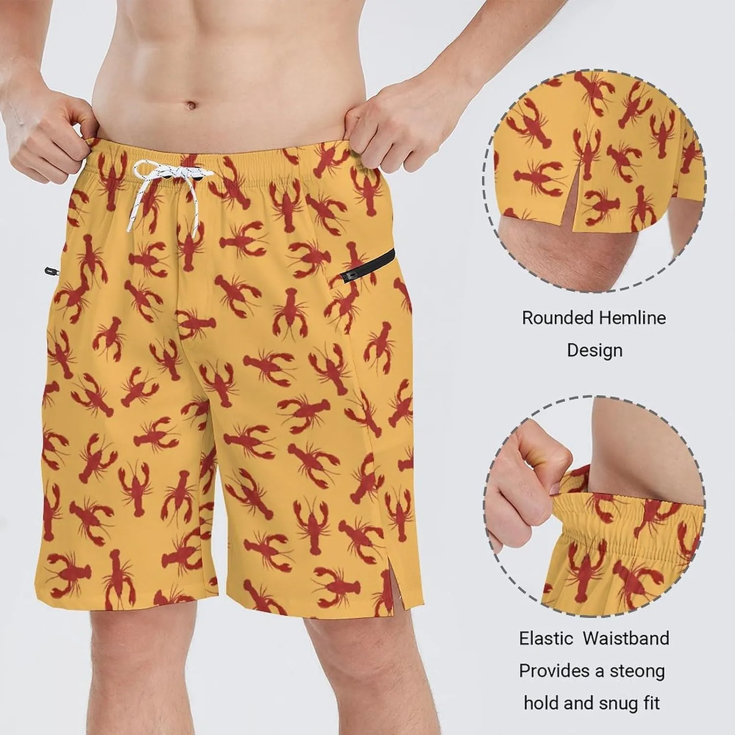 Men's Athletic Shorts with Liner 9" Flamingo Running Gym Shorts Quick Dry Casual Workout Shorts with Zipper Pockets