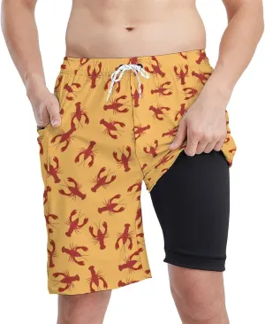 Men's Athletic Shorts with Liner 9" Flamingo Running Gym Shorts Quick Dry Casual Workout Shorts with Zipper Pockets