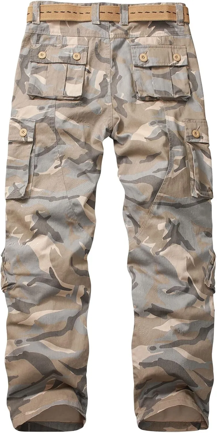 Men's BDU Casual Military Pants, Tactical Wild Army Combat ACU Rip Stop Camo Cargo Work Pants Trousers with 8 Pockets