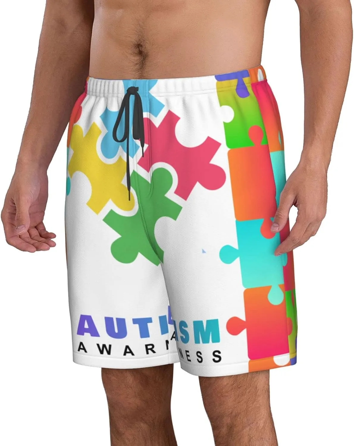 Men's Beach Shorts Drawstring Quick Dry Running Shorts Comfortable Loose Gym Shorts Swimsuit Pants with Pockets