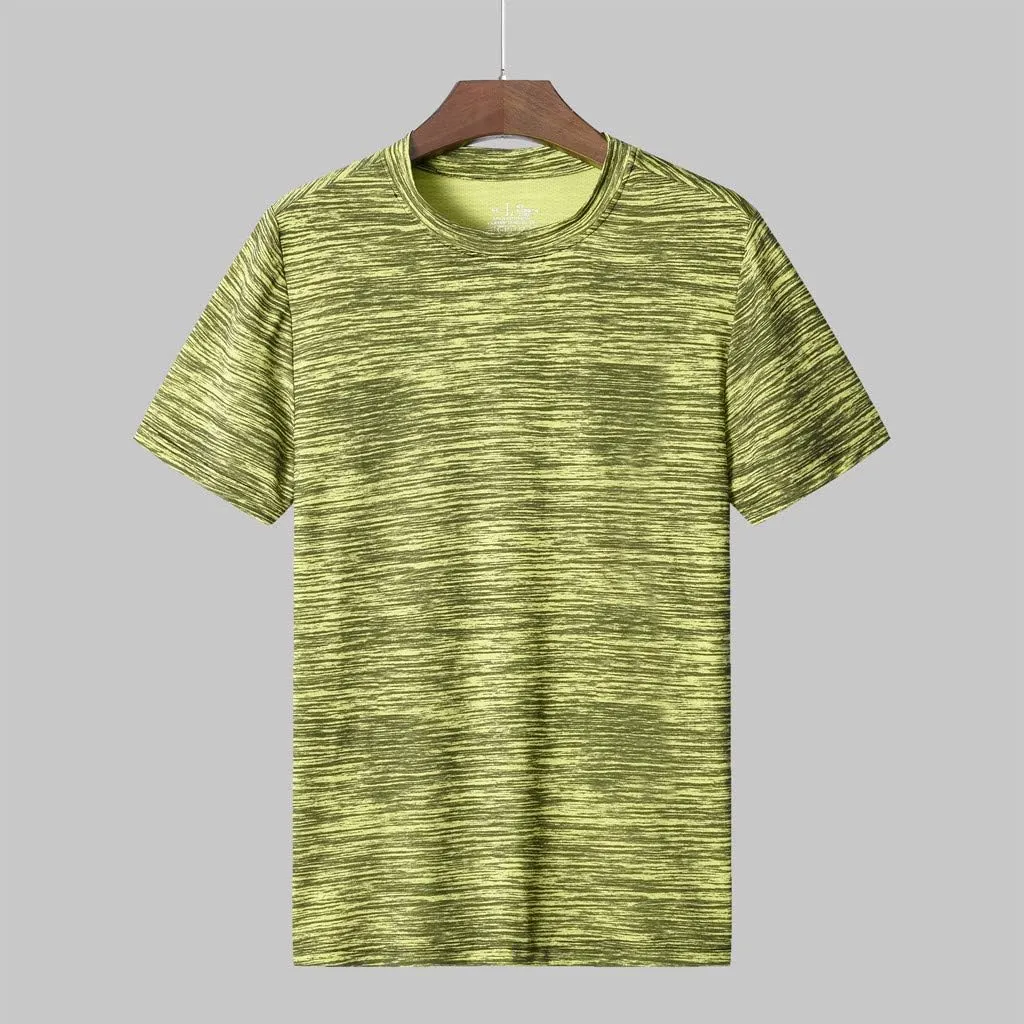Men's Casual Crew Neck Sweatshirt Breathable Short Sleeve T Shirt Quick Dry Plain Performance Tee Workout Gym Activewear