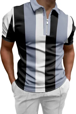 Men's Casual Polo Shirts Collared Slim Fit Wrinkle Free Breathable Work Summer Shirts
