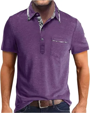 Men's Casual Polo Shirts Crewneck Button-Down Slim Fit Soft Work Summer Shirts