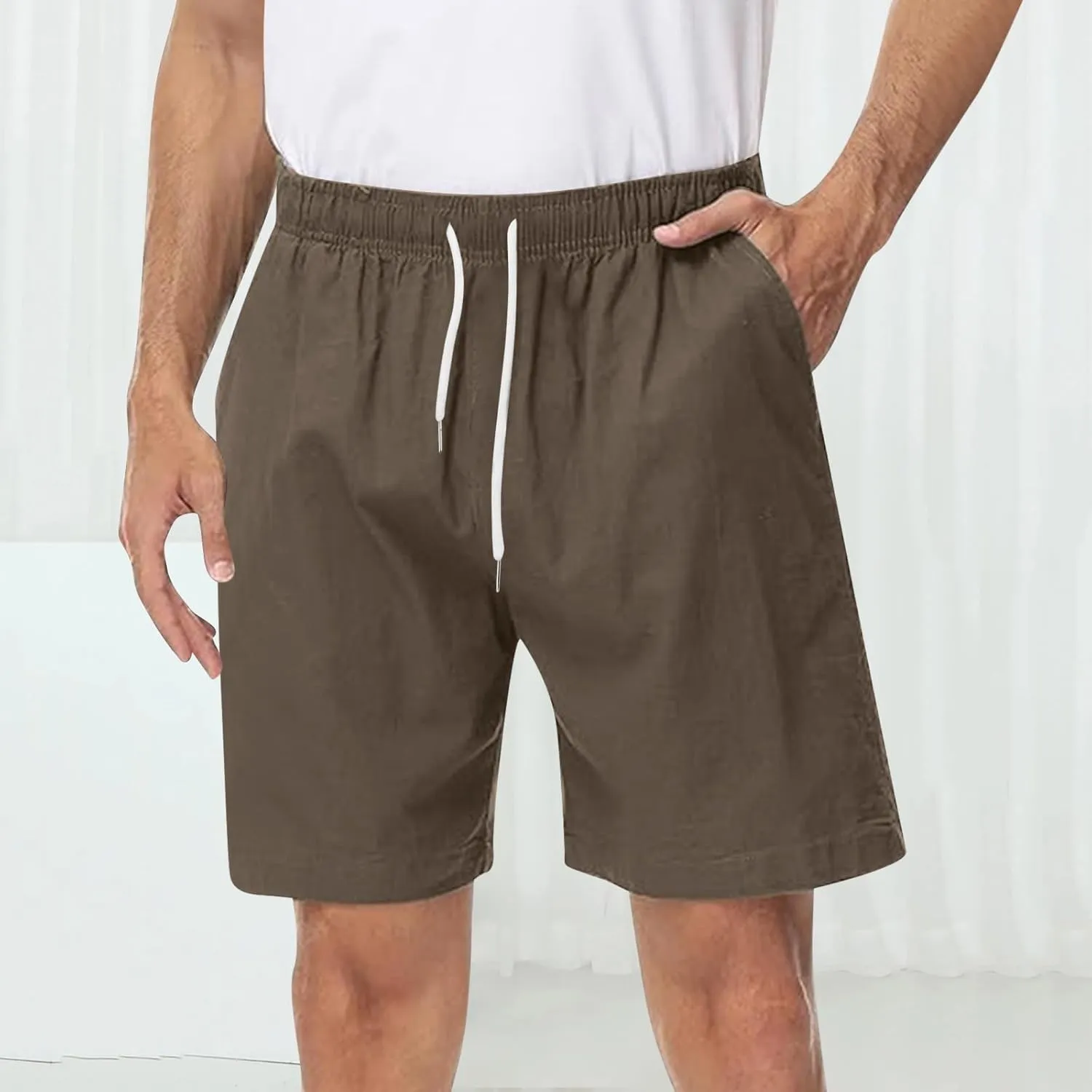 Mens Casual Shorts Stretch Waist Summer Beach Shorts with Pockets Lightweight Summer Hiking Work Shorts