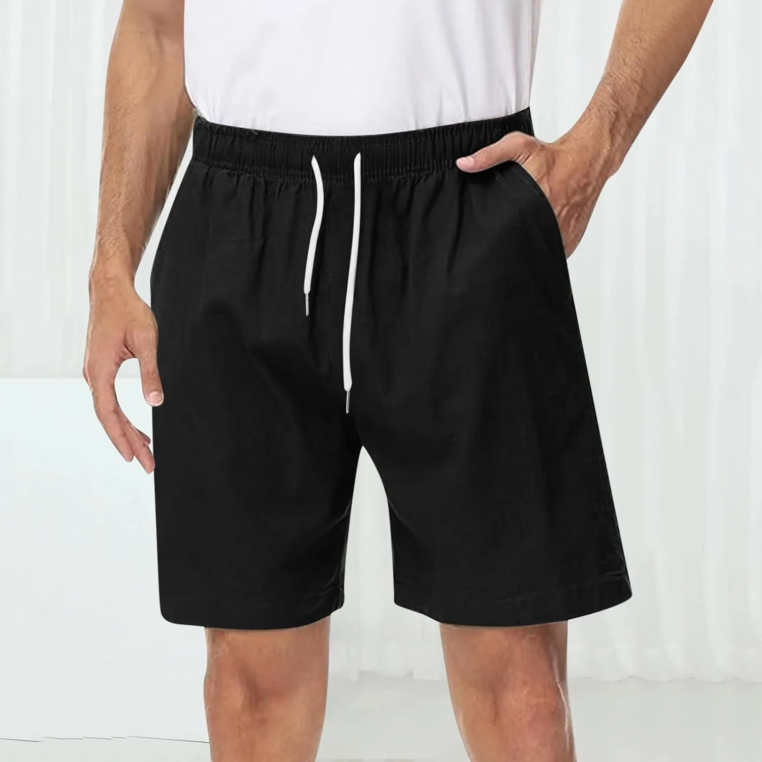 Mens Casual Shorts Stretch Waist Summer Beach Shorts with Pockets Lightweight Summer Hiking Work Shorts