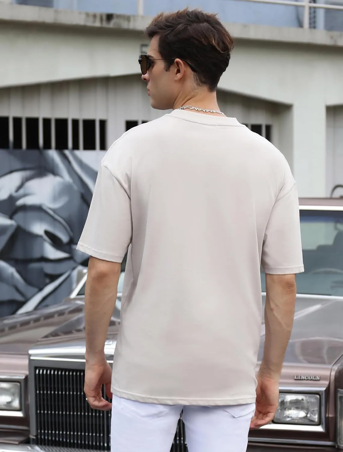 Men's Cotton Oversized T-Shirts Crew Neck Plain T Shirts for Men Loose Casual Short Sleeve Tee Tops