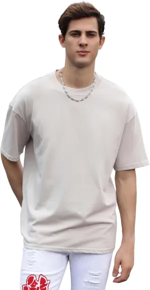 Men's Cotton Oversized T-Shirts Crew Neck Plain T Shirts for Men Loose Casual Short Sleeve Tee Tops