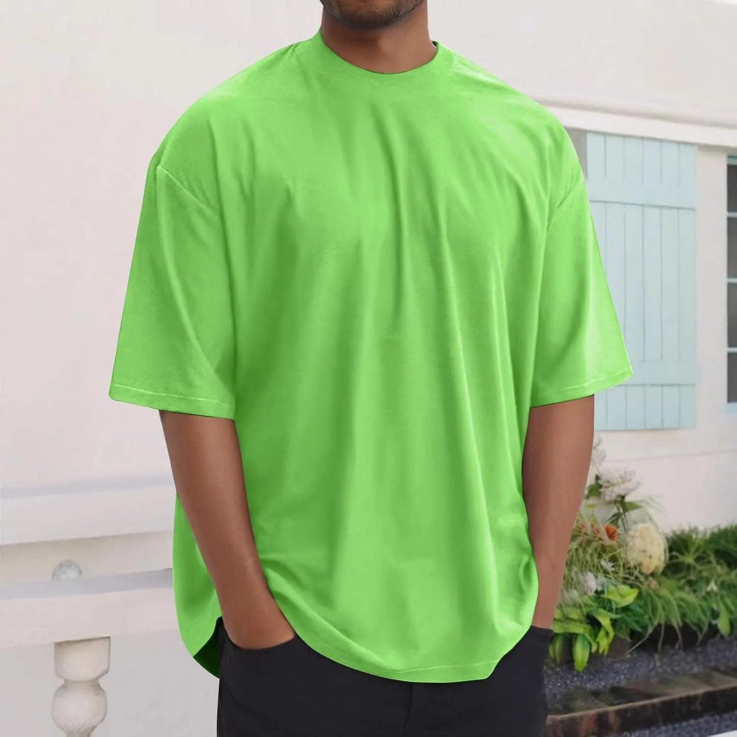 Men's Cotton T-Shirts Casual Crew Neck T-Shirt Short Sleeve Fashion Tee Shirts Summer Loose Fit Tops Clothing