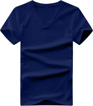 Men's Cotton T-Shirts Casual Plain Stretchable V Neck Tees Summer Basics Short Sleeve Tops Soft Comfy Mens Clothing