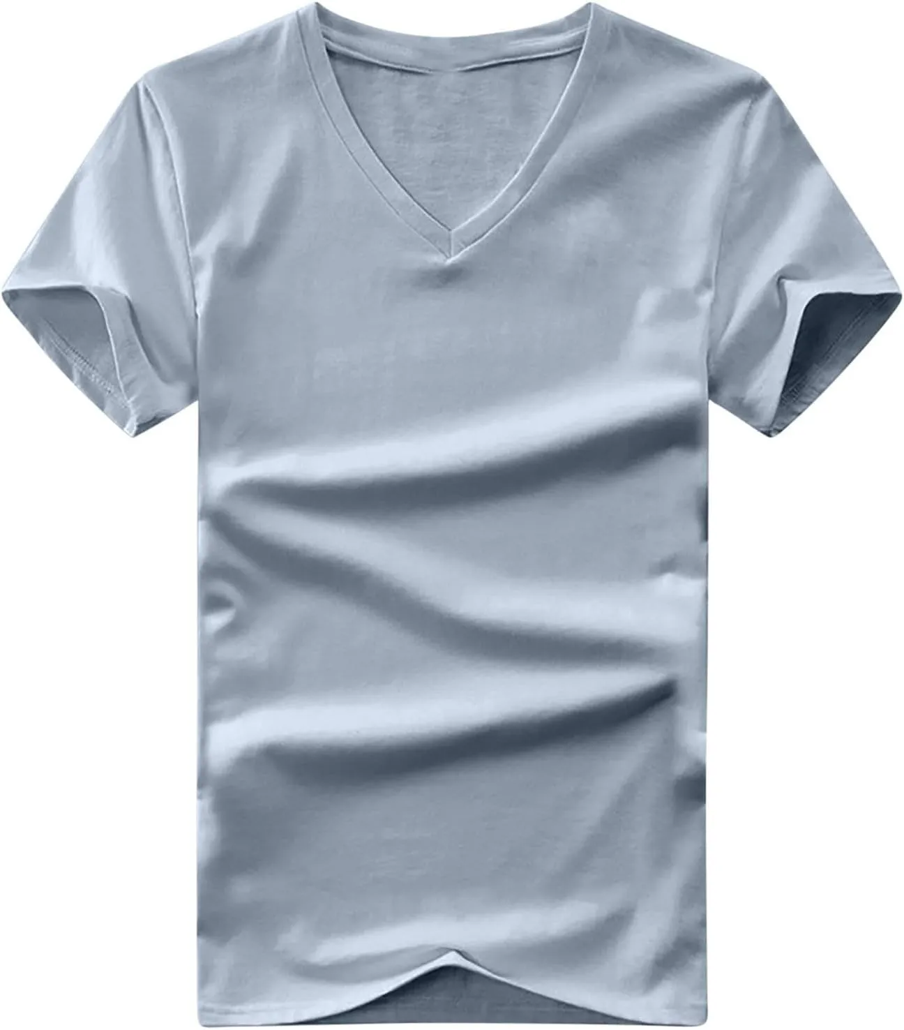 Men's Cotton T-Shirts Casual Plain Stretchable V Neck Tees Summer Basics Short Sleeve Tops Soft Comfy Mens Clothing