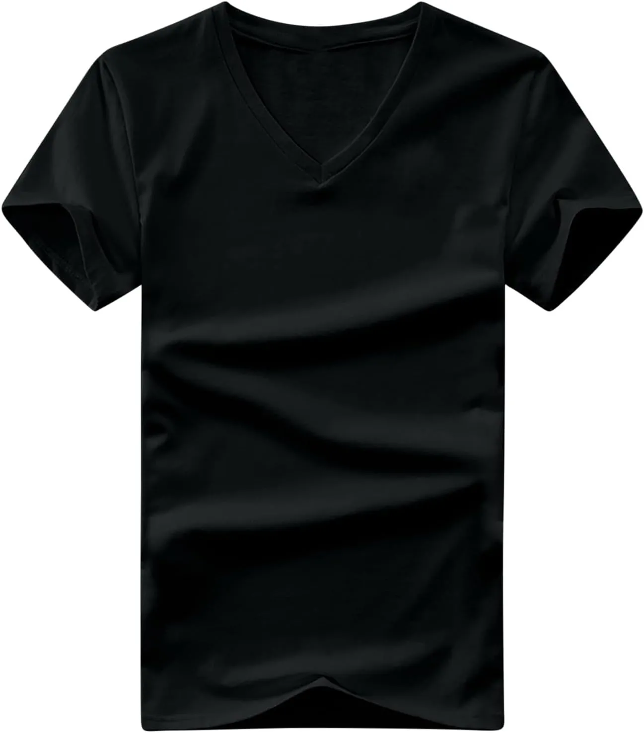 Men's Cotton T-Shirts Casual Plain Stretchable V Neck Tees Summer Basics Short Sleeve Tops Soft Comfy Mens Clothing