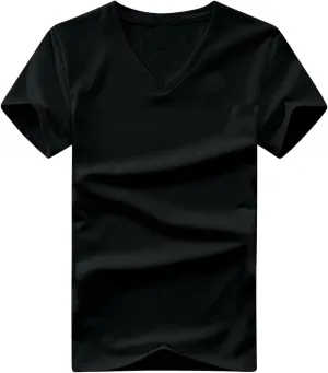 Men's Cotton T-Shirts Casual Plain Stretchable V Neck Tees Summer Basics Short Sleeve Tops Soft Comfy Mens Clothing