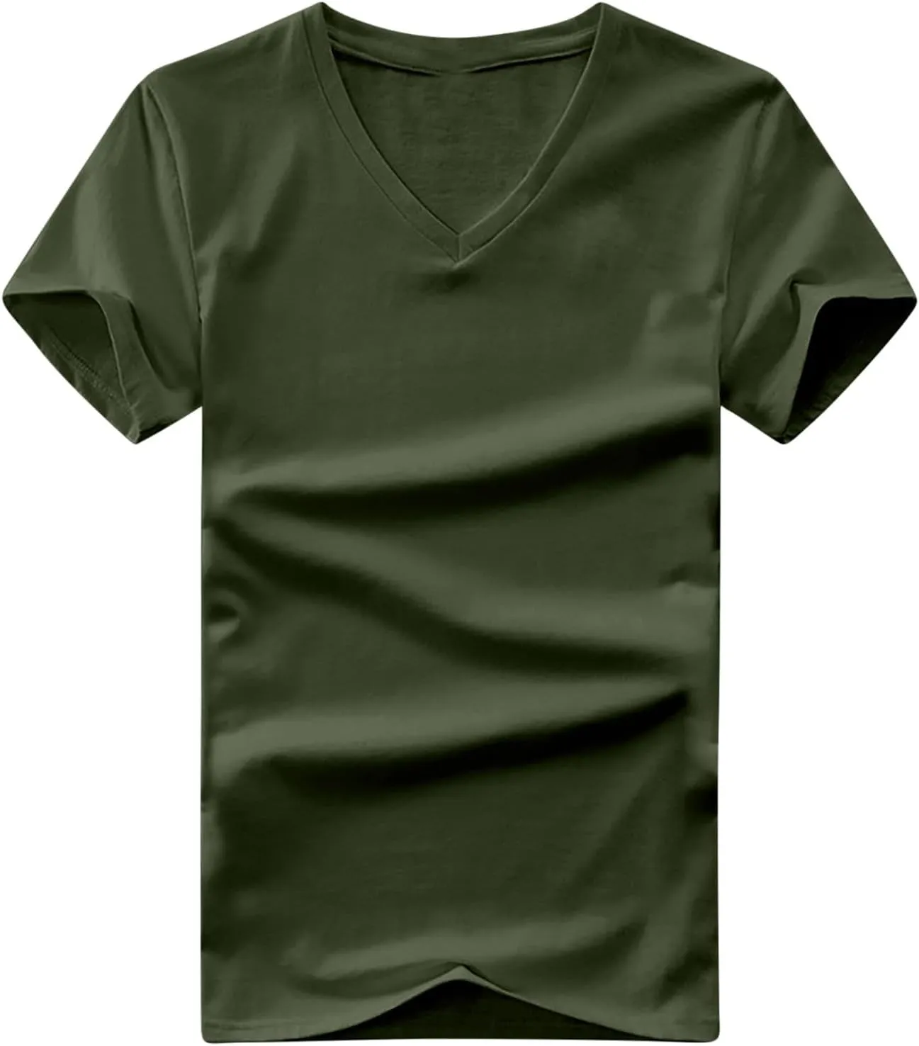 Men's Cotton T-Shirts Casual Plain Stretchable V Neck Tees Summer Basics Short Sleeve Tops Soft Comfy Mens Clothing