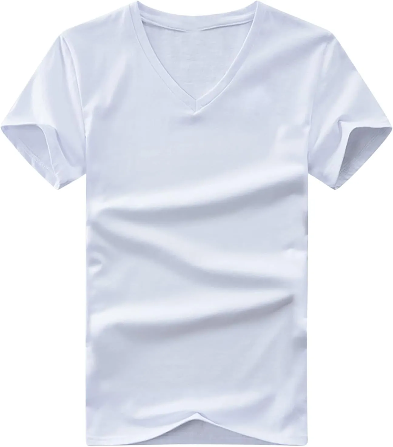Men's Cotton T-Shirts Casual Plain Stretchable V Neck Tees Summer Basics Short Sleeve Tops Soft Comfy Mens Clothing
