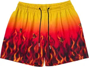 Men's Flame Star Basketball Shorts Breathable Mesh Retro Streetwear Gym Shorts