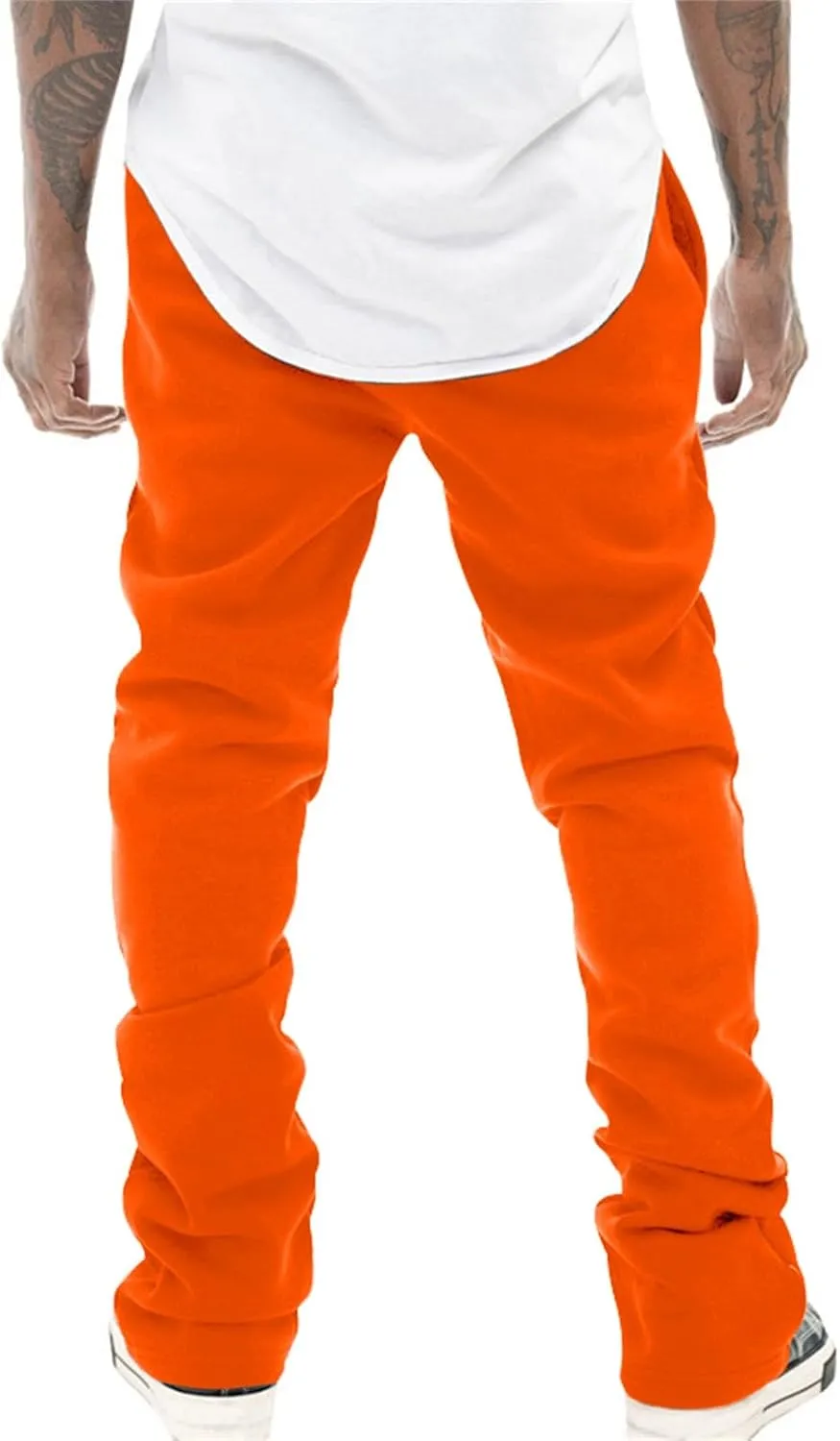 Mens Flared Sweatpants Flare Pants Joggers for Men Micro Fleece Lined with Pockets Elastic Drawstring Bell Bottoms