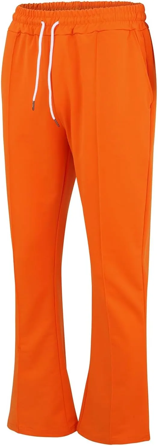 Mens Flared Sweatpants Flare Pants Joggers for Men Micro Fleece Lined with Pockets Elastic Drawstring Bell Bottoms