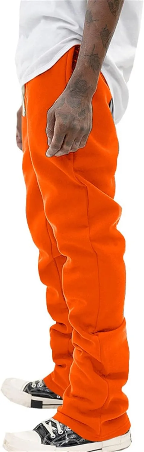 Mens Flared Sweatpants Flare Pants Joggers for Men Micro Fleece Lined with Pockets Elastic Drawstring Bell Bottoms