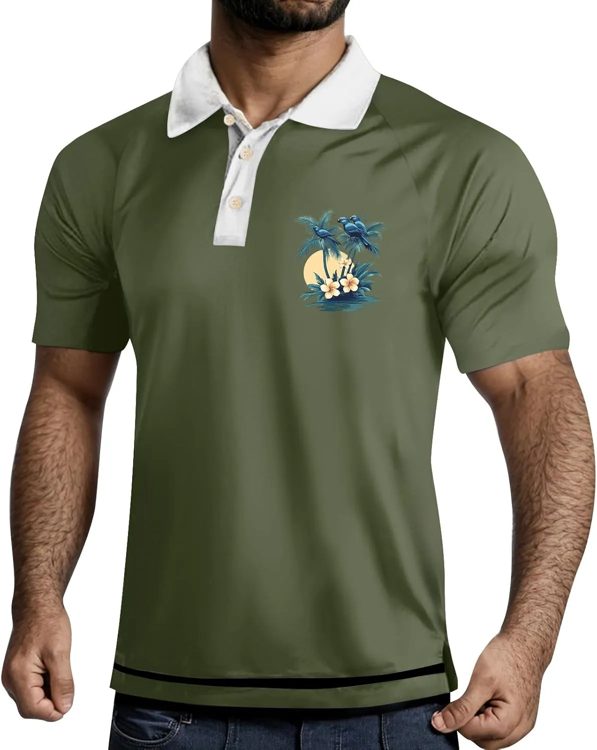 Men's Golf Polo Shirts Collared Wrinkle Free Slim Fit Breathable Business Summer Shirts