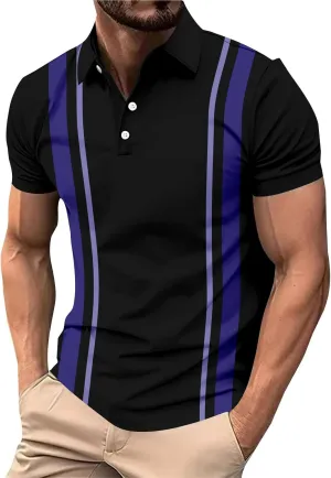 Men's Golf Polo Shirts Crewneck Slim Fit Moisture Wicking Lightweight Work Summer Shirts