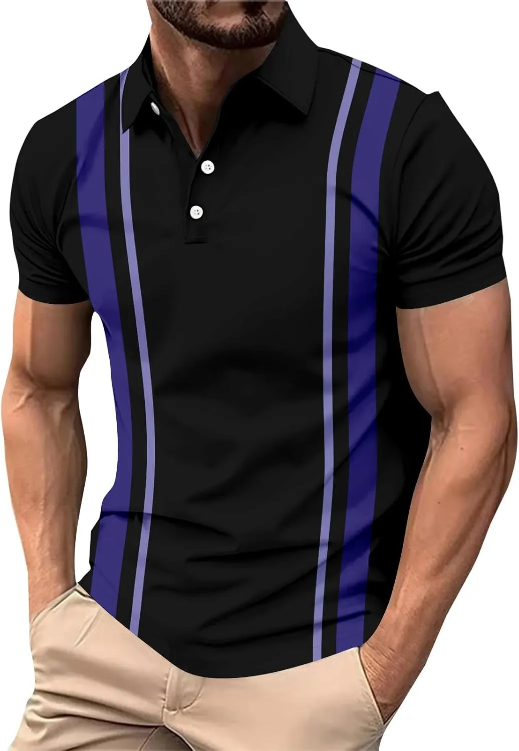 Men's Golf Polo Shirts Crewneck Slim Fit Moisture Wicking Lightweight Work Summer Shirts