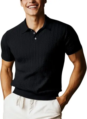 Men's Golf Polo Shirts Crewneck Slim Fit Wrinkle Free Breathable Work Summer Shirts