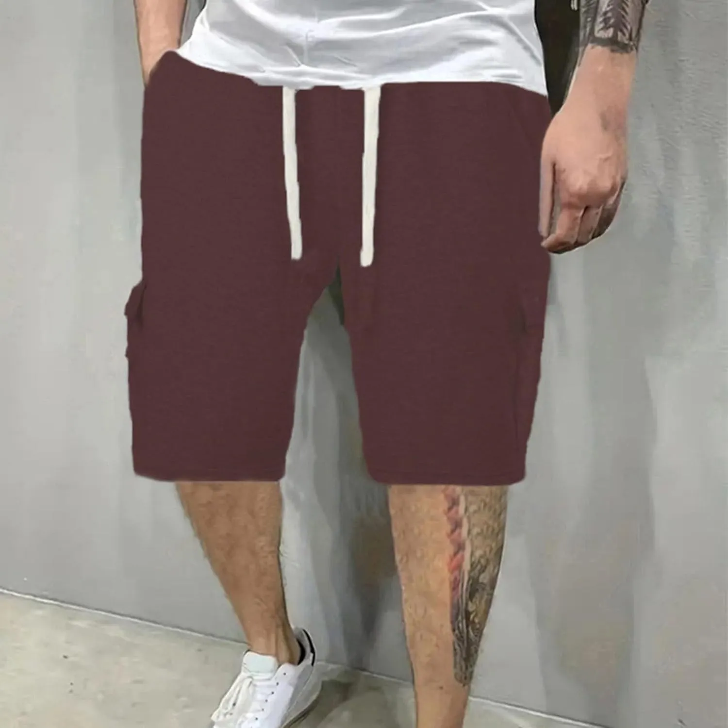 Men's Gym Workout Shorts 7 Inch Athletic Shorts Drawstring Summer Cargo Pants Quick Dry Running Shorts with Pockets