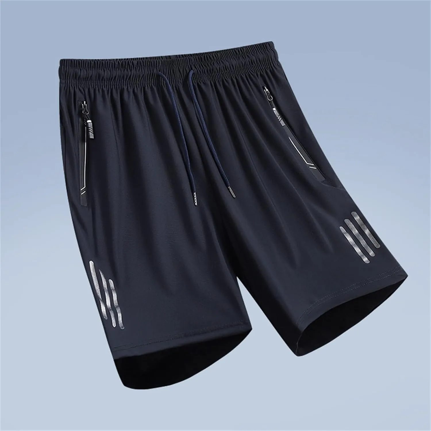 Men's Ice Silk Shorts Sport Lightweight Shorts Breathable Short Pants Pocket with Zip Sports Trousers Active Men Shorts