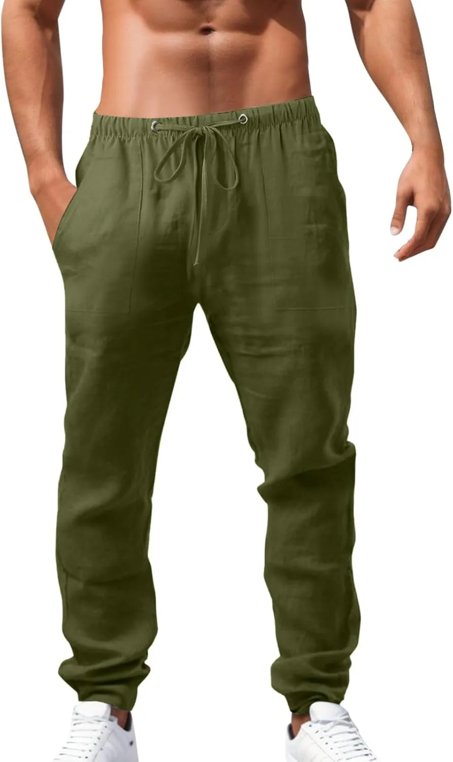 Mens Lightweight Jogging Pant Pockets Lounge Work Joggers Loose Fit Sport Casual Sweatpants Open Hem Pants