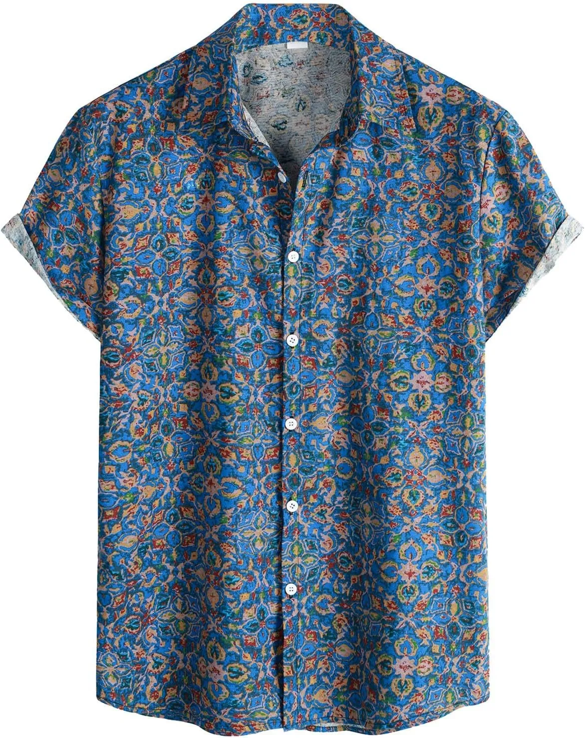 Mens Linen Shirts Short Sleeve Button Down Shirt Casual Summer Beach Wedding Tops Lightweight Cotton T-Shirt Top