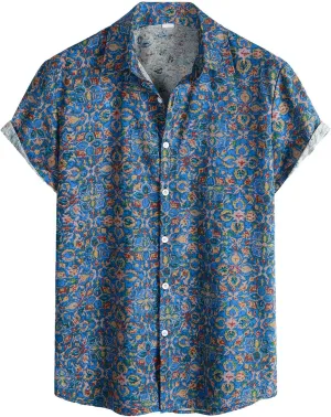 Mens Linen Shirts Short Sleeve Button Down Shirt Casual Summer Beach Wedding Tops Lightweight Cotton T-Shirt Top