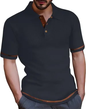 Men's Mesh Ice Silk Polo Shirt Slim Fit Collared Short Sleeve Cool Skin-Friendly Quick-Drying Stretch Tshirts