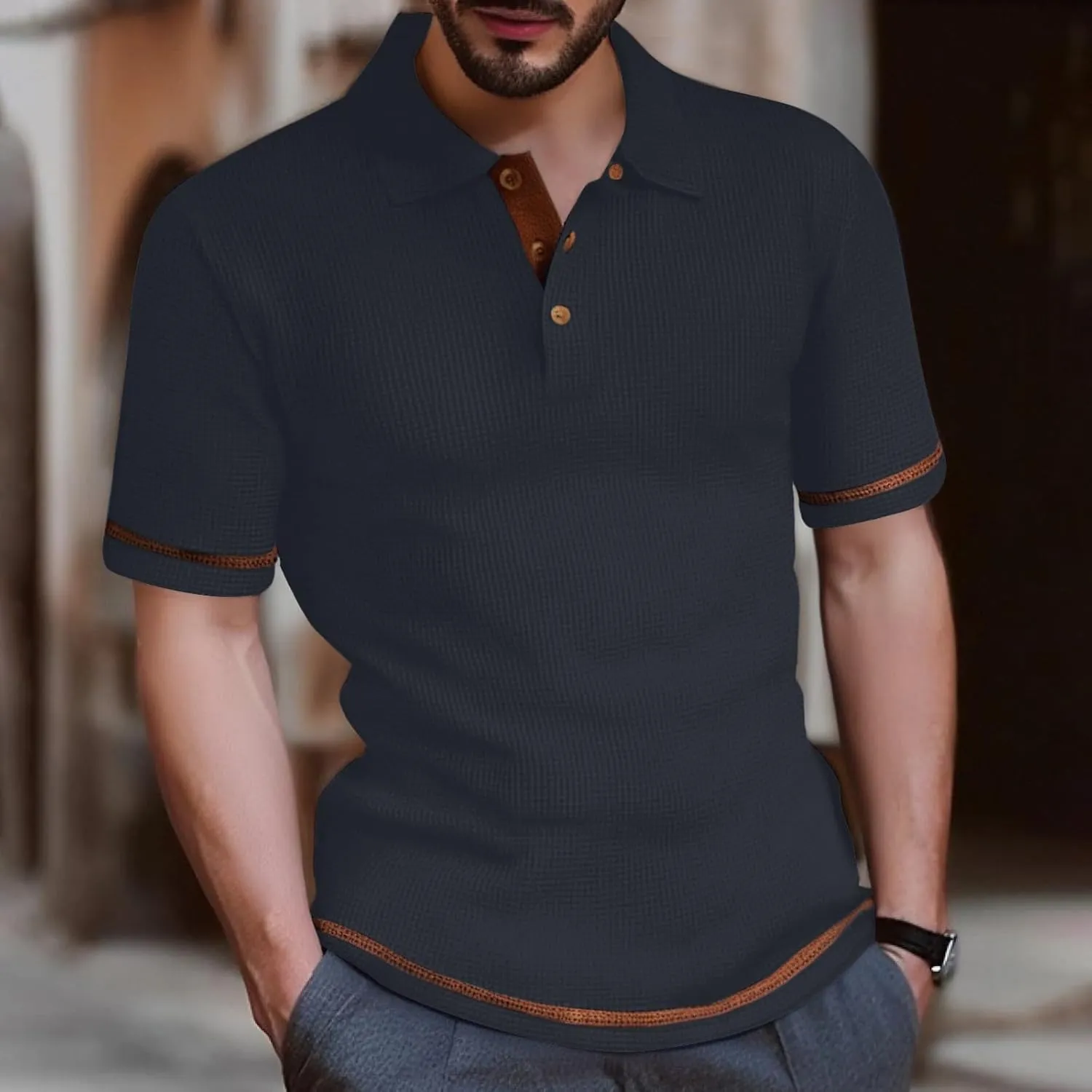 Men's Mesh Ice Silk Polo Shirt Slim Fit Collared Short Sleeve Cool Skin-Friendly Quick-Drying Stretch Tshirts