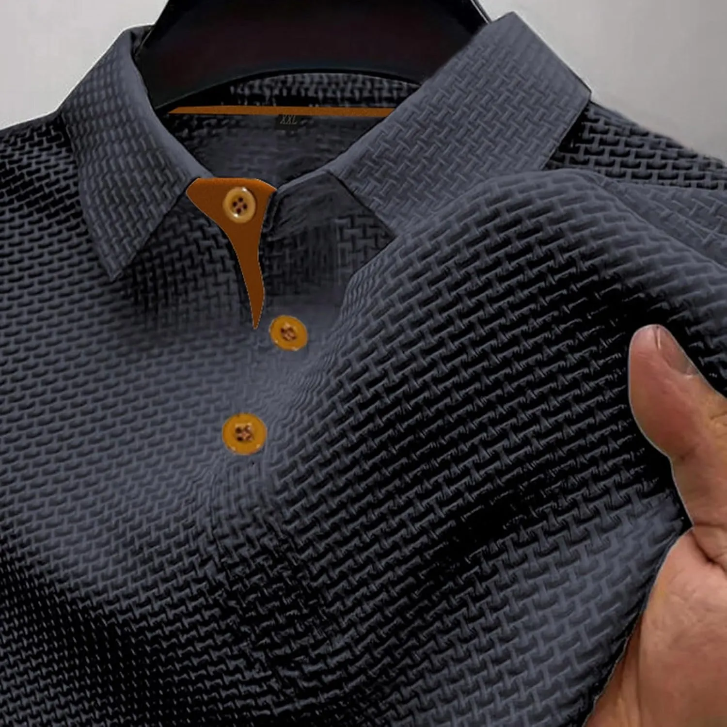 Men's Mesh Ice Silk Polo Shirt Slim Fit Collared Short Sleeve Cool Skin-Friendly Quick-Drying Stretch Tshirts
