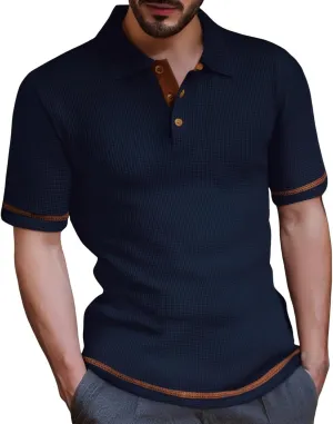 Men's Mesh Ice Silk Polo Shirt Slim Fit Collared Short Sleeve Cool Skin-Friendly Quick-Drying Stretch Tshirts