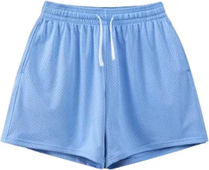 Men's Mesh Shorts Loose Fit Breathable Lightweight Running Sport Pants Fashion Drawstring Casual Shorts with Pockets