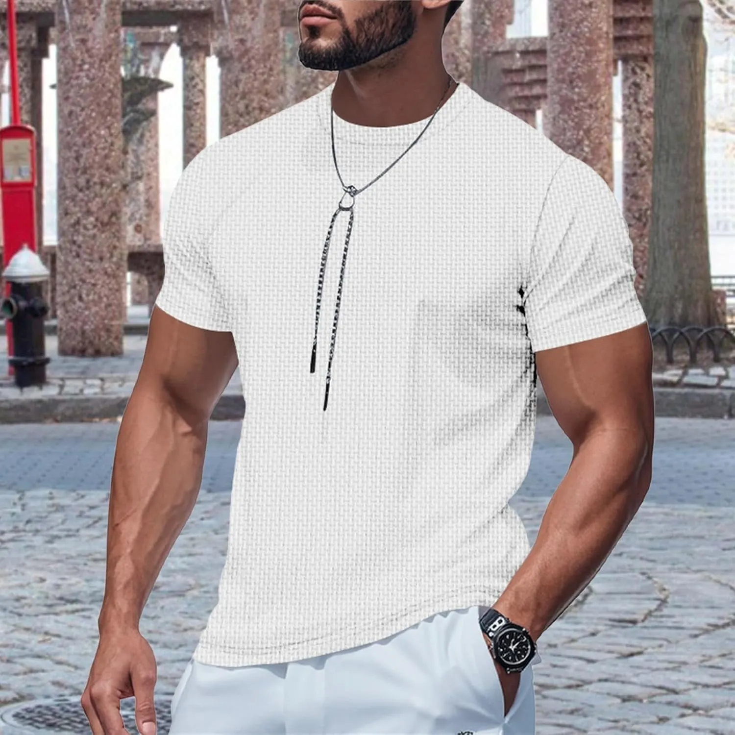 Men's Muscle T-Shirts Stretch Slim Short Sleeve Bodybuilding Gym Tees Thin Breathable Quick Dry Athletic Hipster Shirt