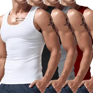 Mens Muscle Tank Tops Casual Gym Fitness Bodybuilding Athletic Sleeveless Shirts Slim Fit Cotton Big and Tall Tees