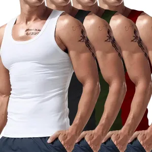 Mens Muscle Tank Tops Casual Gym Fitness Bodybuilding Athletic Sleeveless Shirts Slim Fit Cotton Big and Tall Tees