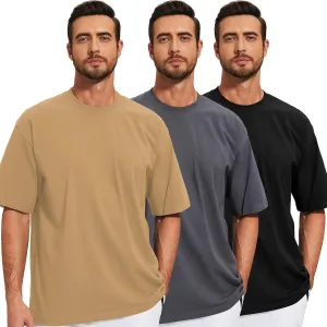 Men's Oversized T-Shirts Cotton Tee Heavyweight Unisex Short Sleeve Crew Neck Loose Fit Basic Tops