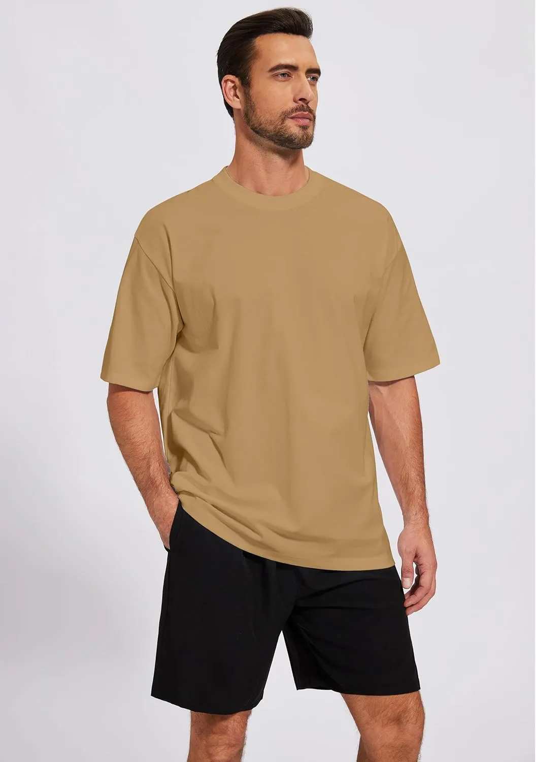 Men's Oversized T-Shirts Cotton Tee Heavyweight Unisex Short Sleeve Crew Neck Loose Fit Basic Tops