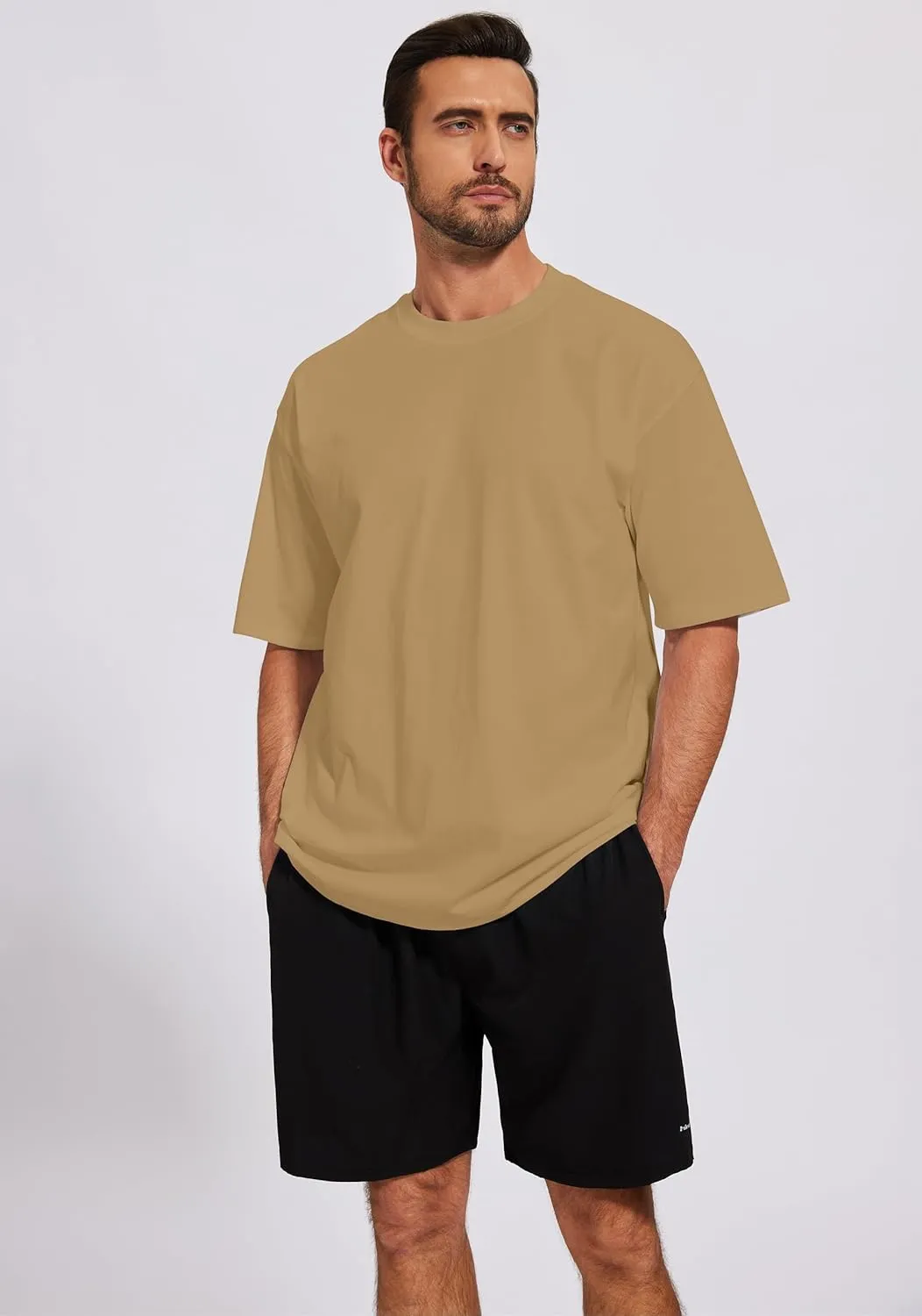 Men's Oversized T-Shirts Cotton Tee Heavyweight Unisex Short Sleeve Crew Neck Loose Fit Basic Tops