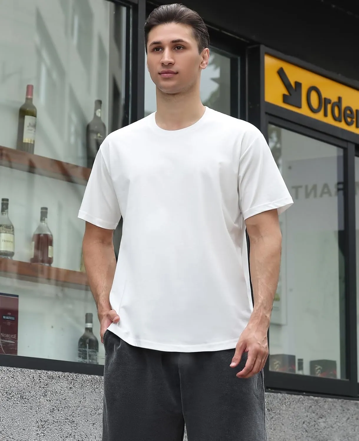 Men's Oversized T Shirts Lightweight Cooling Soft T-Shirt Short Sleeve Slick Casual Basic Crewneck Tee Shirt