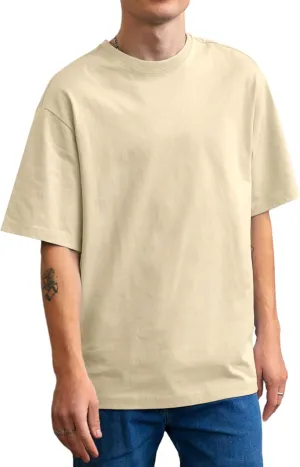 Men's Oversized T Shirts Lightweight Cooling Soft T-Shirt Short Sleeve Slick Casual Basic Crewneck Tee Shirt(Beige,XL)