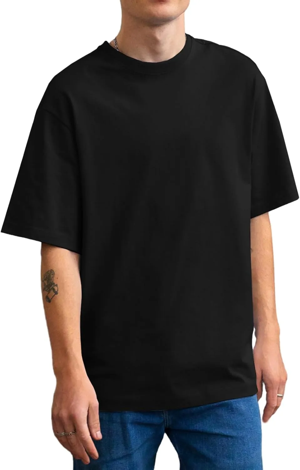 Men's Oversized T Shirts Lightweight Cooling Soft T-Shirt Short Sleeve Slick Casual Basic Crewneck Tee Shirt(Black,m)